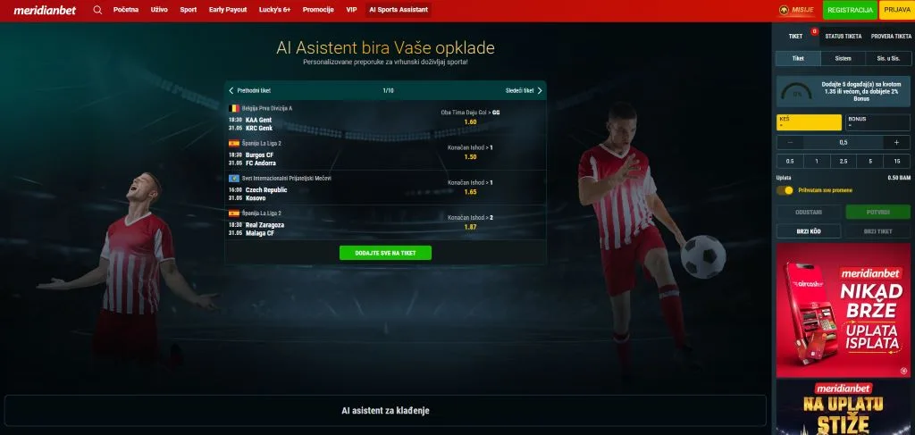 Meridian Bet AI Sport Asistent sa preporukama klađenja