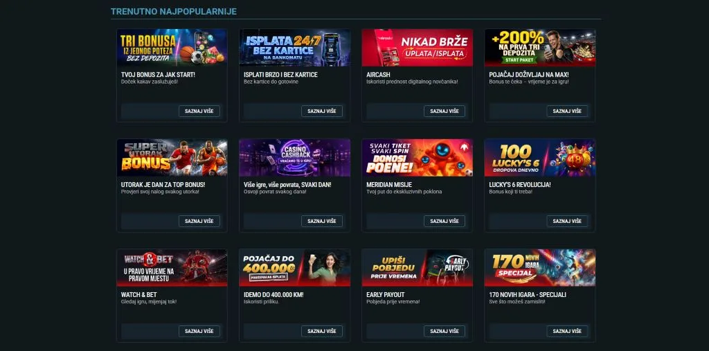 Meridian Bet promocije i welcome bonus paket za bh. igrače