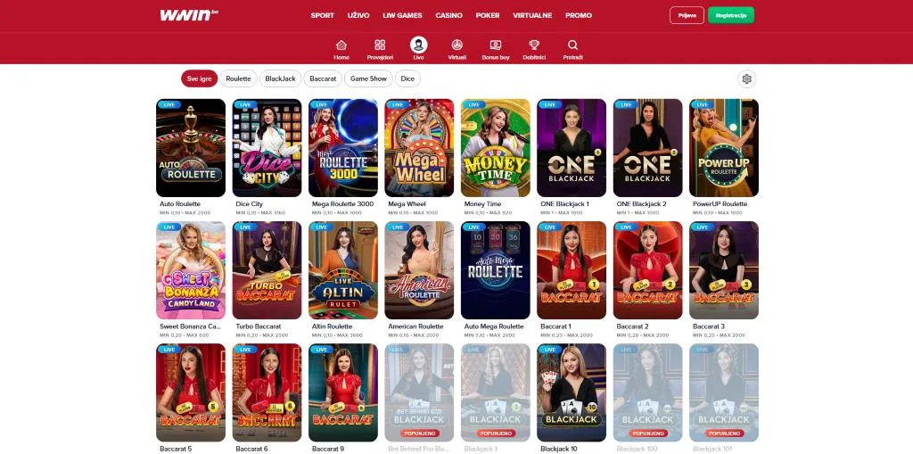 WWIN live casino sa Evolution i EZUGI live provajderima