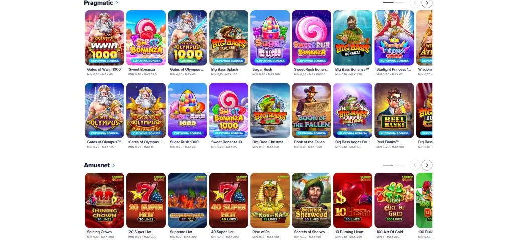 WWIN slot katalog sa provajderima Amusnet, EZUGI, Platipus i Fazi
