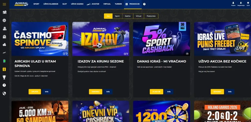 Promo stranica online casina sa više bonus akcija: spinovi, cashback, freebet i VIP cashback